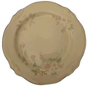 Vintage Homer Laughlin Floral Saucers Set of 3 Ivory China Silver Trim USA